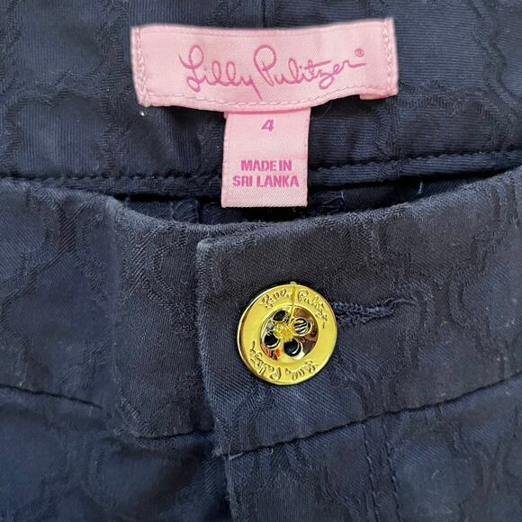 Lilly Pulitzer Kelly Textured Ankle Skinny Pant Trouser Midnight Navy Size 4 - Picture 2 of 11